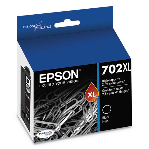 EPSON - T702XL120-S (702XL) DURABrite Ultra High-Yield Ink, 1,100 Page-Yield, Black