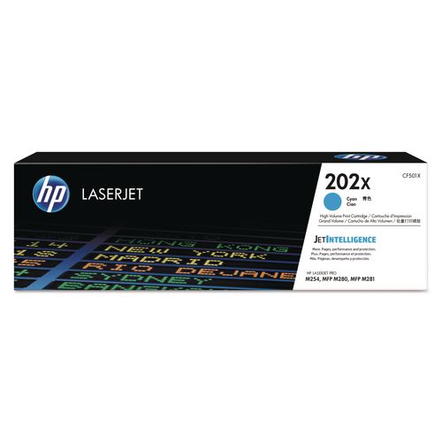 HP - HP 202X, (CF501X) High-Yield Cyan Original LaserJet Toner Cartridge