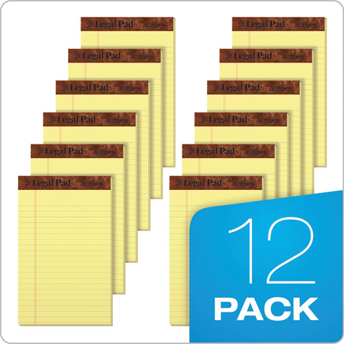 TOPS - The Legal Pad" Ruled Perforated Pads, Narrow Rule, (50) Canary-Yellow 5 x 8 Sheets, Dozen