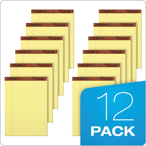 TOPS - The Legal Pad" Ruled Perforated Pads, Wide/Legal Rule, (50) Canary Yellow 8.5 x 11.75 Sheets, Dozen
