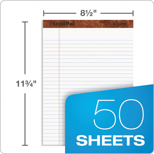 TOPS - The Legal Pad" Ruled Perforated Pads, Wide/Legal Rule, (50) White 8.5 x 11.75 Sheets, Dozen