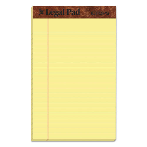 TOPS - The Legal Pad" Ruled Perforated Pads, Narrow Rule, (50) Canary-Yellow 5 x 8 Sheets, Dozen