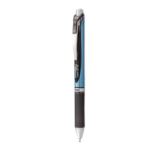 Pantel - EnerGel RTX Gel Pen, Retractable, Medium 0.7 mm, Black Ink, Black/Blue Barrel