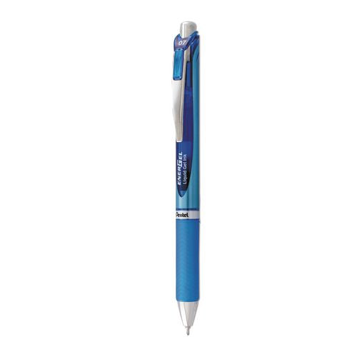 Pantel - EnerGel RTX Gel Pen, Retractable, Medium 0.7 mm, Blue Ink, Blue/Light Blue Barrel