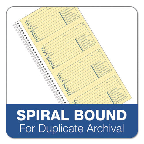 TOPS - Second Nature Phone Call Book, Two-Part Carbonless, 5 x 2.75, 4 Forms/Sheet, 400 Forms Total