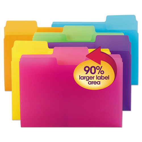 Smead - SuperTab Top Tab File Folders, 1/3-Cut Tabs: Assorted, Letter Size, 0.75" Expansion, Polypropylene, 18/Pack