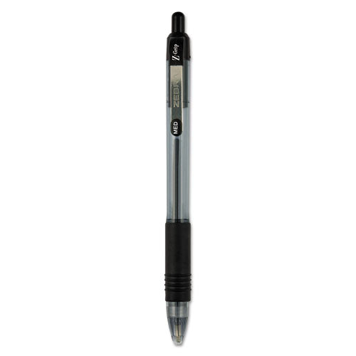 Zebra - Z-Grip Ballpoint Pen, Retractable, Medium 1 mm, Black Ink, Clear/Black Barrel, 24/Pack