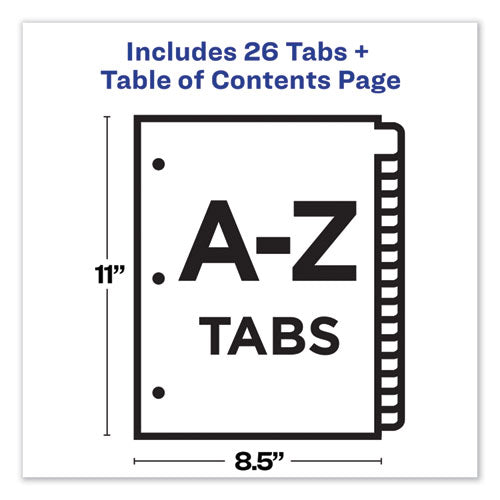 Avery - Customizable TOC Ready Index Multicolor Tab Dividers, 26-Tab, A to Z, 11 x 8.5, White, Traditional Color Tabs, 1 Set