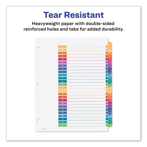 Avery - Customizable TOC Ready Index Multicolor Tab Dividers, 26-Tab, A to Z, 11 x 8.5, White, Traditional Color Tabs, 1 Set