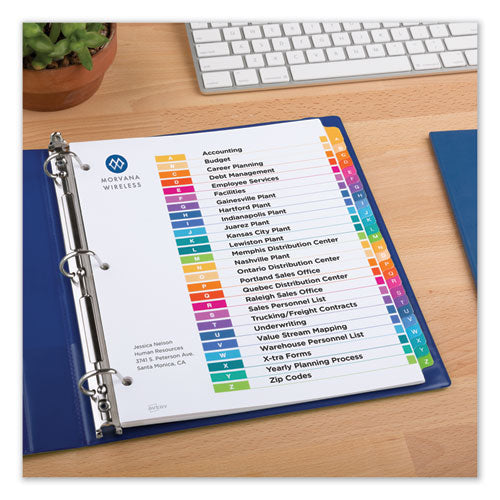 Avery - Customizable TOC Ready Index Multicolor Tab Dividers, 26-Tab, A to Z, 11 x 8.5, White, Traditional Color Tabs, 1 Set
