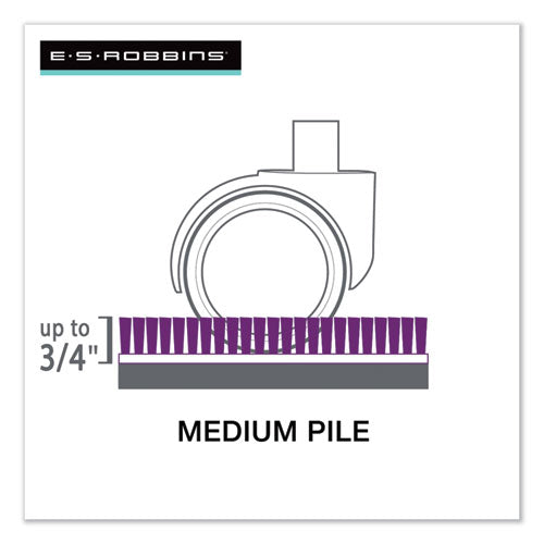 ES Robbins - EverLife All Day Support Chair Mat for Medium Pile Carpeted Floors, Contoured Oval with Lip, Straight Edges, 66 x 60, Clear