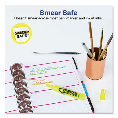 Avery - HI-LITER Desk-Style Highlighters, Fluorescent Yellow Ink, Chisel Tip, Yellow/Black Barrel, Dozen