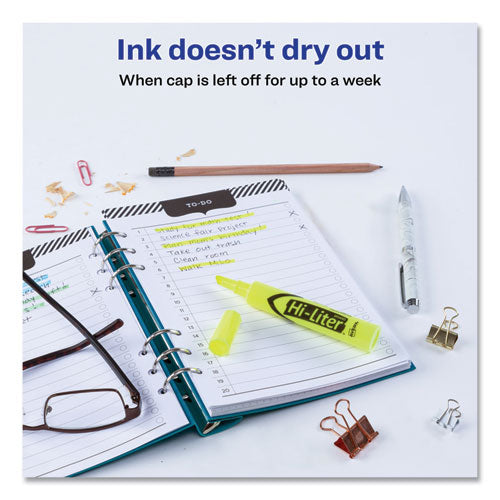 Avery - HI-LITER Desk-Style Highlighters, Fluorescent Yellow Ink, Chisel Tip, Yellow/Black Barrel, Dozen