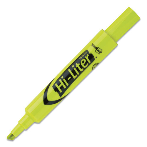 Avery - HI-LITER Desk-Style Highlighters, Fluorescent Yellow Ink, Chisel Tip, Yellow/Black Barrel, Dozen