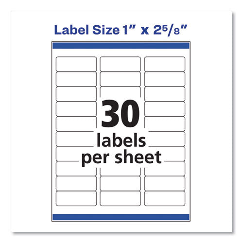 Avery - Easy Peel White Address Labels w/ Sure Feed Technology, Laser Printers, 1 x 2.63, White, 30/Sheet, 100 Sheets/Box