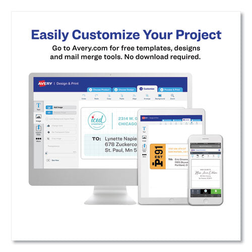 Avery - Easy Peel White Address Labels w/ Sure Feed Technology, Inkjet Printers, 1 x 2.63, White, 30/Sheet, 25 Sheets/Pack