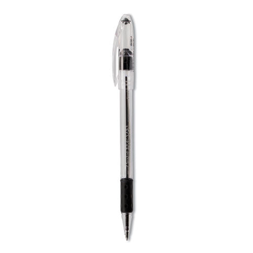 Pantel - R.S.V.P. Ballpoint Pen, Stick, Fine 0.7 mm, Black Ink, Clear/Black Barrel, Dozen