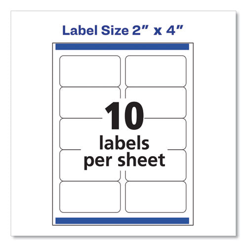 Avery - Shipping Labels w/ TrueBlock Technology, Laser Printers, 2 x 4, White, 10/Sheet, 100 Sheets/Box