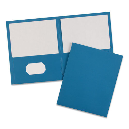 Avery - Two-Pocket Folder, 40-Sheet Capacity, 11 x 8.5, Light Blue, 25/Box