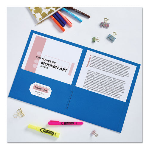 Avery - Two-Pocket Folder, 40-Sheet Capacity, 11 x 8.5, Light Blue, 25/Box