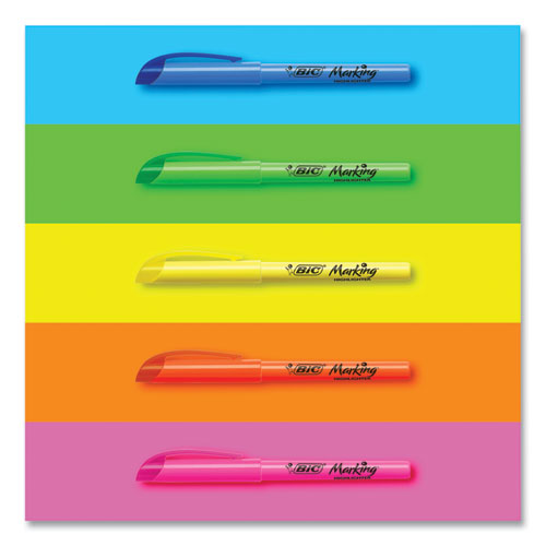 BiC - Brite Liner Highlighter, Fluorescent Yellow Ink, Chisel Tip, Yellow/Black Barrel, Dozen