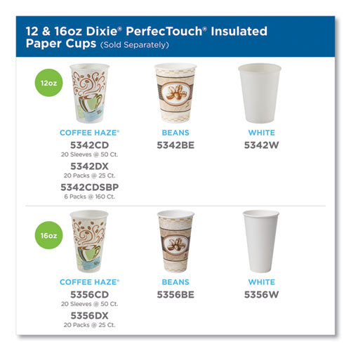 Dixie - PerfecTouch Paper Hot Cups, 16 oz, Coffee Haze Design, 50/Pack