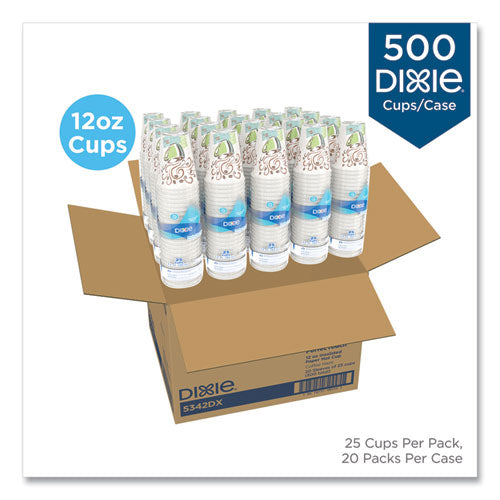 Dixie - PerfecTouch Paper Hot Cups, 12 oz, Coffee Haze Design, 25/Sleeve, 20 Sleeves/Carton