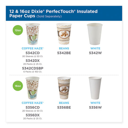Dixie -PerfecTouch Paper Hot Cups, 12 oz, Coffee Haze Design, 50/Pack
