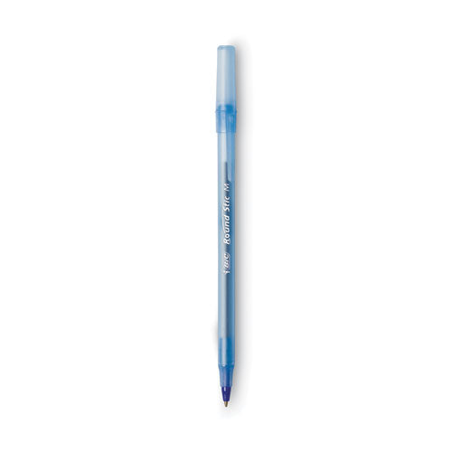BiC - Round Stic Xtra Life Ballpoint Pen Value Pack, Stick, Medium 1 mm, Blue Ink, Translucent Blue Barrel, 60/Box