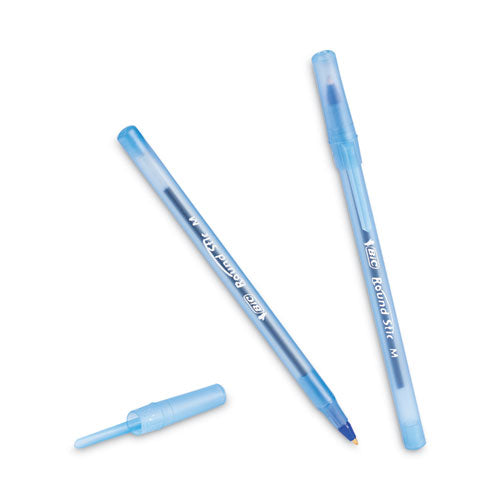 BiC - Round Stic Xtra Life Ballpoint Pen Value Pack, Stick, Medium 1 mm, Blue Ink, Translucent Blue Barrel, 60/Box