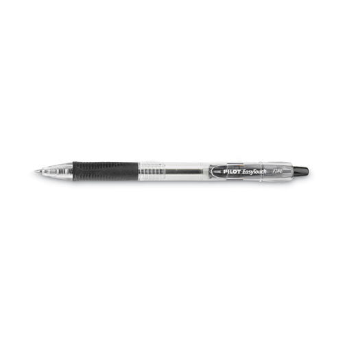 Pilot - EasyTouch Ballpoint Pen, Retractable, Fine 0.7 mm, Black Ink, Clear Barrel, Dozen