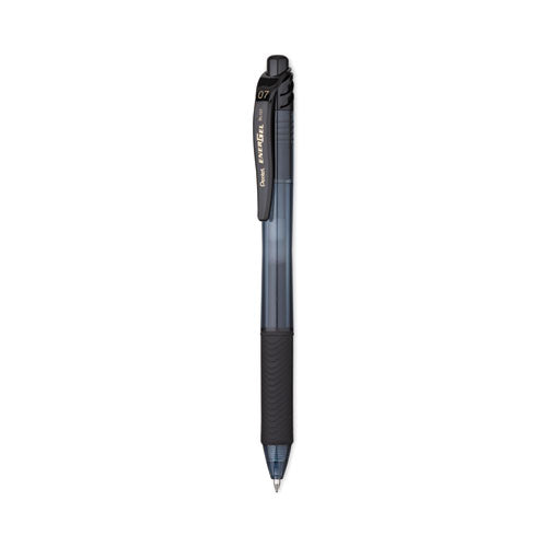 Pantel - EnerGel-X Gel Pen, Retractable, Medium 0.7 mm, Black Ink, Smoke/Black Barrel, Dozen