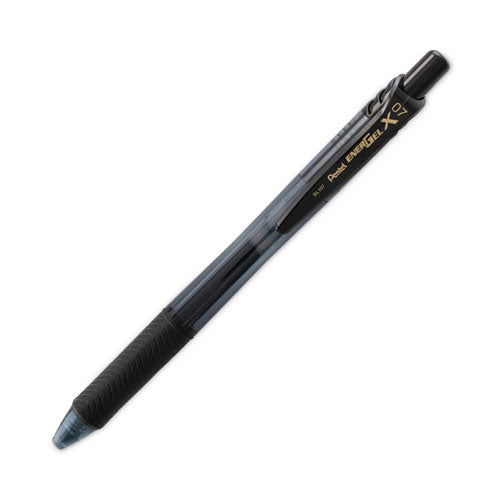 Pantel - EnerGel-X Gel Pen, Retractable, Medium 0.7 mm, Black Ink, Smoke/Black Barrel, Dozen