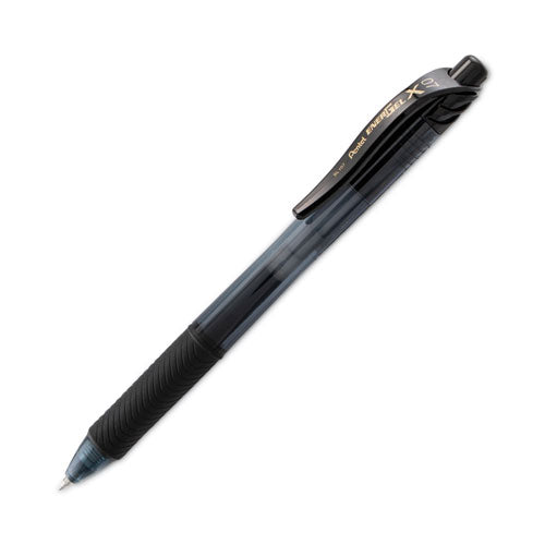 Pantel - EnerGel-X Gel Pen, Retractable, Medium 0.7 mm, Black Ink, Smoke/Black Barrel, Dozen