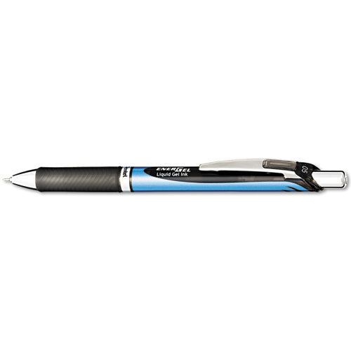 Pantel - EnerGel RTX Gel Pen, Retractable, Fine 0.5 mm, Black Ink, Black/Blue Barrel