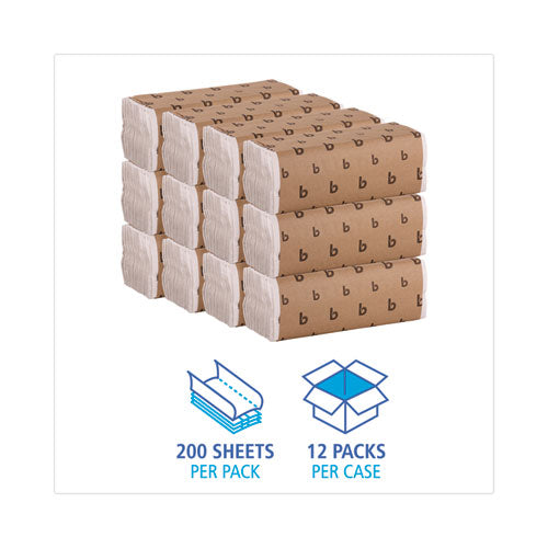 boardwalk - C-Fold Paper Towels, 1-Ply, 11.44 x 10, Bleached White, 198 Sheets/Pack, 12 Packs/Carton