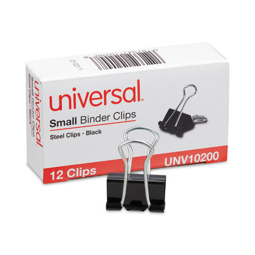 Universal - Binder Clips, Small, Black/Silver, 12/Box