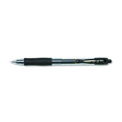 Pilot - G2 Premium Gel Pen, Retractable, Fine 0.7 mm, Black Ink, Smoke/Black Barrel, 2/Pack