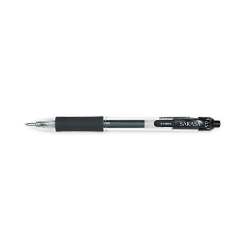 Zebra - Sarasa Dry Gel X20 Gel Pen, Retractable, Fine 0.5 mm, Black Ink, Clear/Black Barrel, 12/Pack  ZEB46710