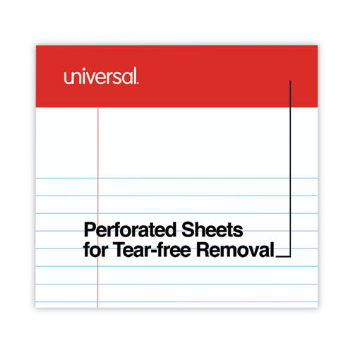 Universal - Perforated Ruled Writing Pads, Narrow Rule, Red Headband, 50 White 5 x 8 Sheets, Dozen