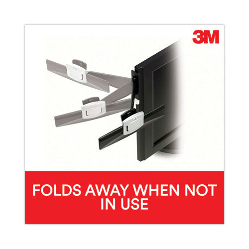 3M - Swing Arm Copyholder, Adhesive Monitor Mount, 30 Sheet Capacity, Plastic, Black/Silver Clip