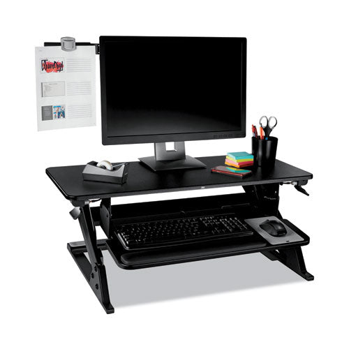 3M - Swing Arm Copyholder, Adhesive Monitor Mount, 30 Sheet Capacity, Plastic, Black/Silver Clip