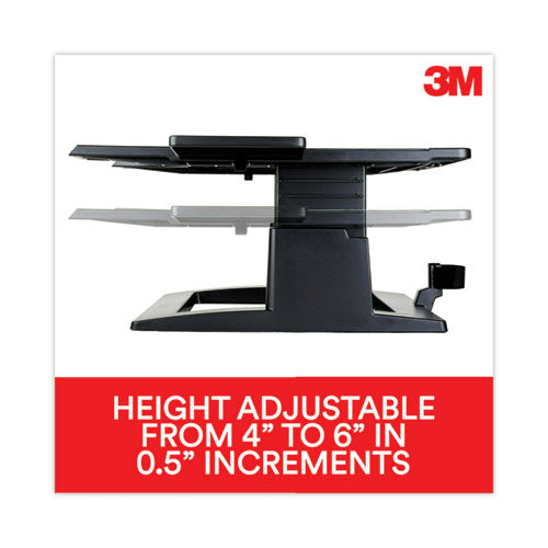 3M - Adjustable Notebook Riser, 13" x 13" x 4" to 6", Black, Supports 20 lbs