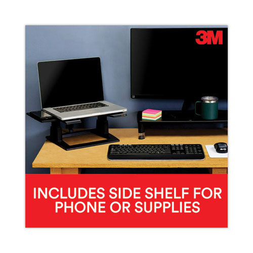 3M - Adjustable Notebook Riser, 13" x 13" x 4" to 6", Black, Supports 20 lbs