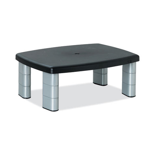 3M - Adjustable Height Monitor Stand, 15" x 12" x 2.63" to 5.78", Black/Silver, Supports 80 lbs