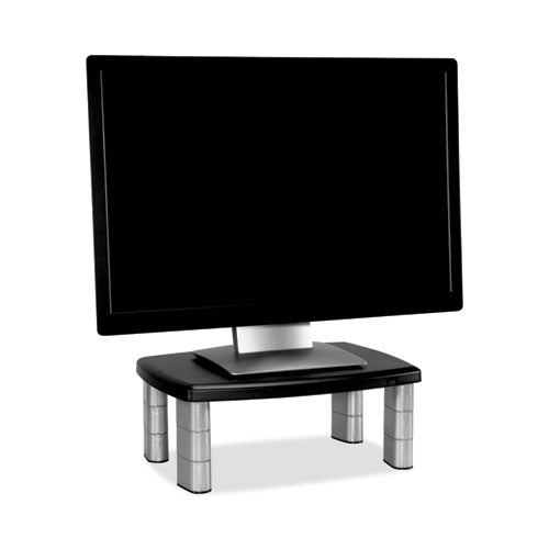 3M - Adjustable Height Monitor Stand, 15" x 12" x 2.63" to 5.78", Black/Silver, Supports 80 lbs