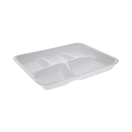 Pactiv Evergreen - Foam School Trays, 5-Compartment Tray, 8.25 x 10.5 x 1, White, 500/Carton
