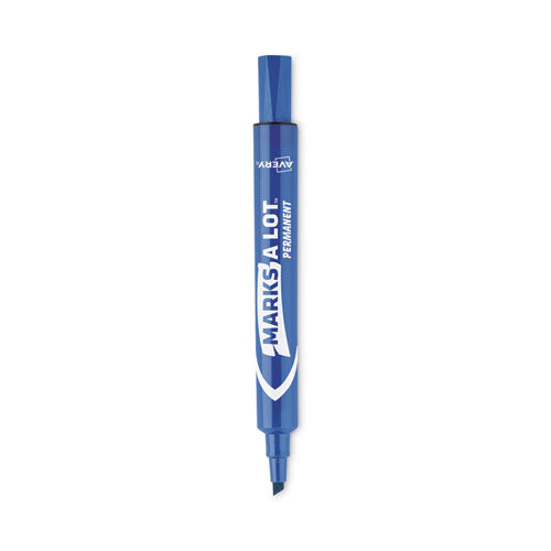 Avery - MARKS A LOT Large Desk-Style Permanent Marker, Broad Chisel Tip, Blue, Dozen (8886)
