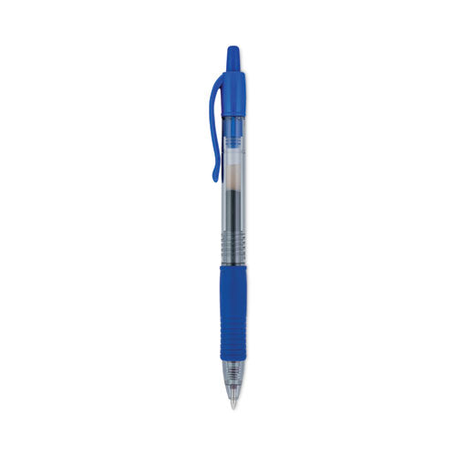 Pilot - G2 Premium Gel Pen, Retractable, Fine 0.7 mm, Blue Ink, Smoke/Blue Barrel, 12/Pack