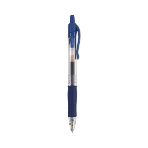 Pilot - G2 Premium Gel Pen, Retractable, Fine 0.7 mm, Blue Ink, Smoke/Blue Barrel, 12/Pack